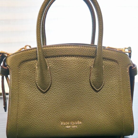 Authentic Kate Spade Knott Green Pebbled Leather Crossbody Satchel Handbag - Picture 3 of 4